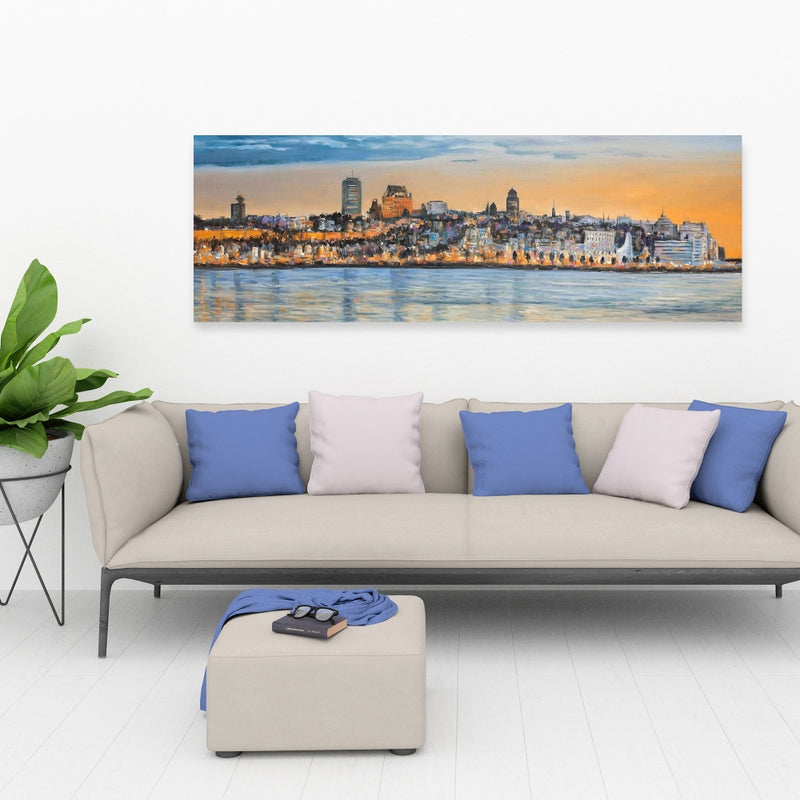Skyline Of Quebec City, Fine art gallery wrapped canvas 16x48