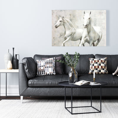 Two White Horse Running, Fine art gallery wrapped canvas 24x36
