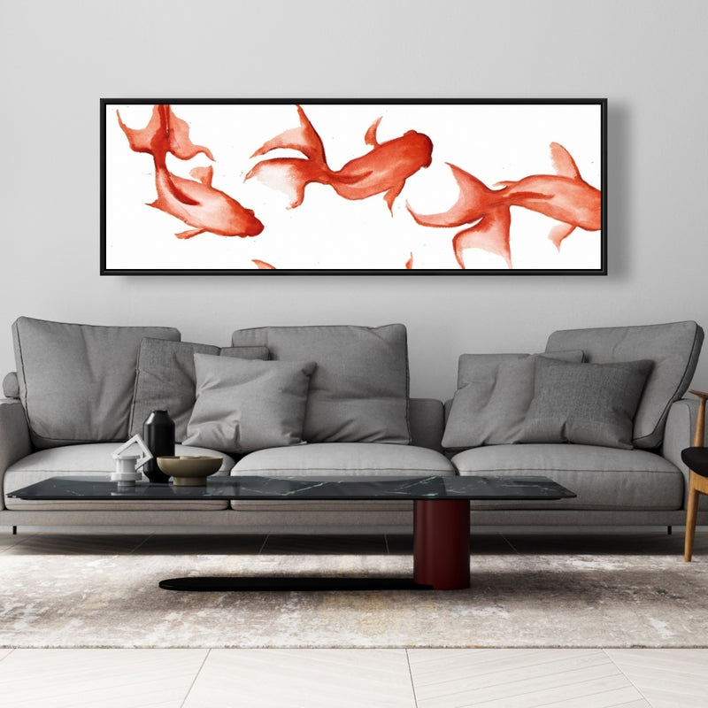Small Red Fishes, Fine art gallery wrapped canvas 16x48