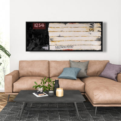 Wooden Pallets Looking Art With Numbers, Fine art gallery wrapped canvas 16x48