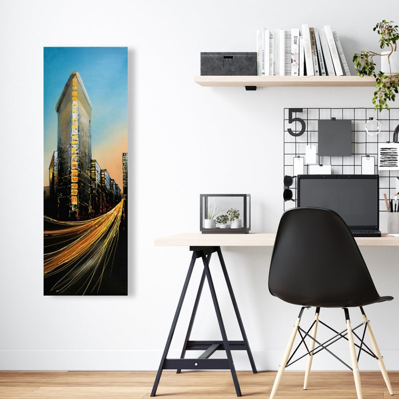 Flatiron Building In Light, Fine art gallery wrapped canvas 16x48