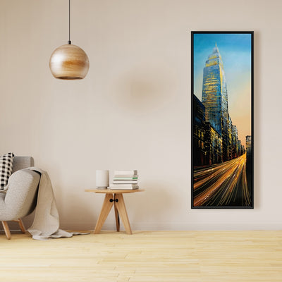 In The Street Of Empire State Building, Fine art gallery wrapped canvas 16x48