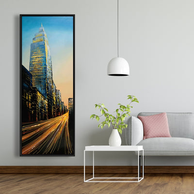 In The Street Of Empire State Building, Fine art gallery wrapped canvas 16x48