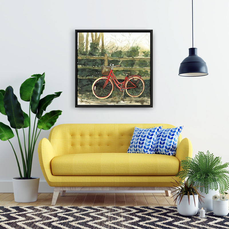 Riding In The Woods By Bicycle, Fine art gallery wrapped canvas 24x36
