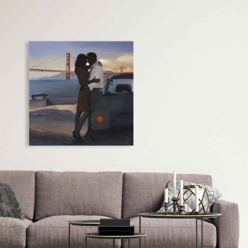 A Loving Couple In San Francisco, Fine art gallery wrapped canvas 16x48