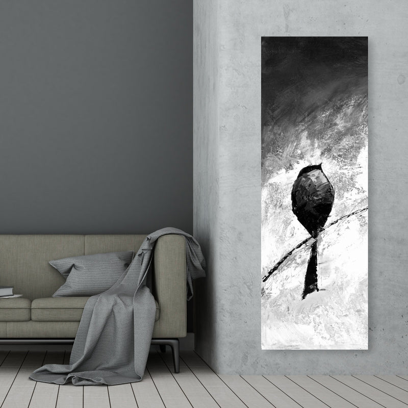 Four Birds Perched, Fine art gallery wrapped canvas 16x48