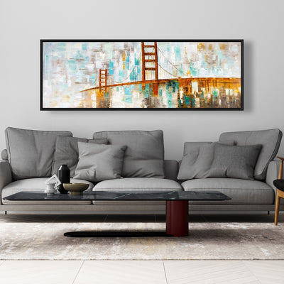 Golden Gate With Turquoise Paint Spots, Fine art gallery wrapped canvas 16x48