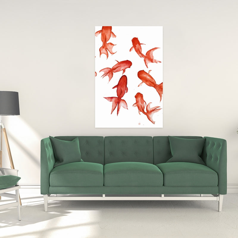 Red Fishes, Fine art gallery wrapped canvas 16x48