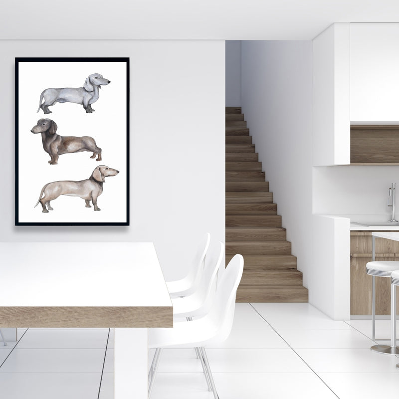 Dachshund Dogs, Fine art gallery wrapped canvas 24x36