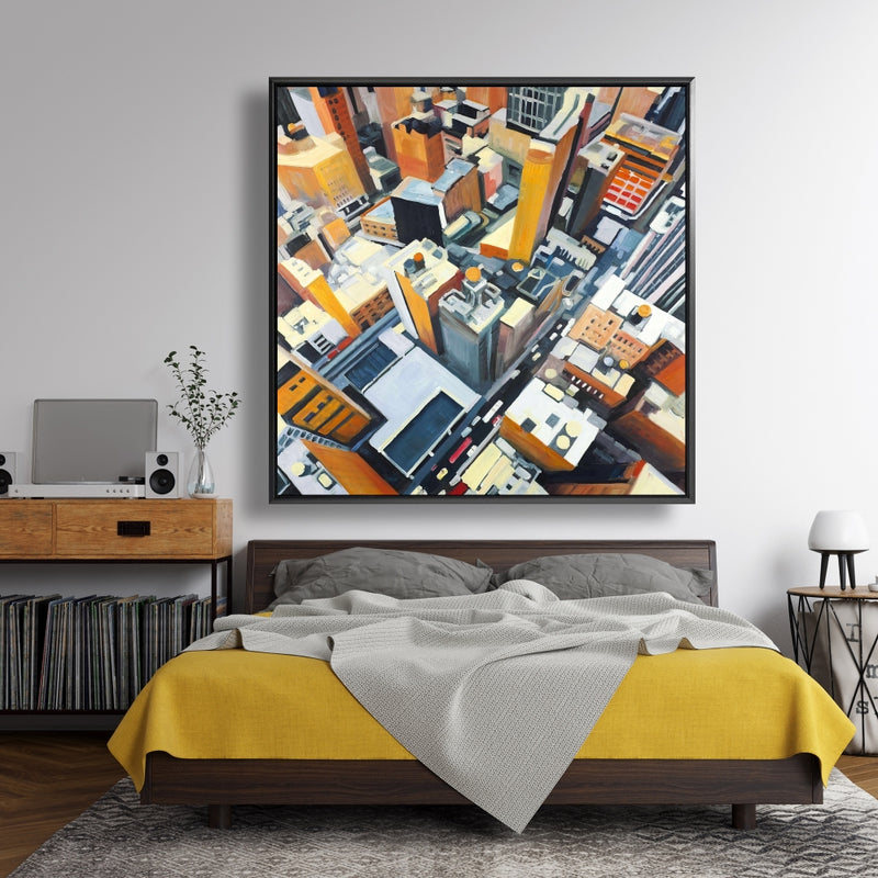 High Top View Of Buildings In New York, Fine art gallery wrapped canvas 16x48