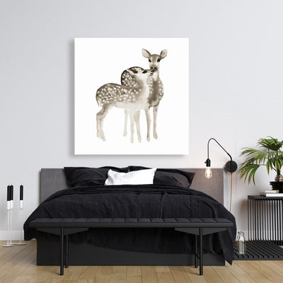 Sepia Fawns Love, Fine art gallery wrapped canvas 36x36