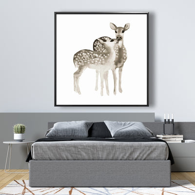 Sepia Fawns Love, Fine art gallery wrapped canvas 36x36