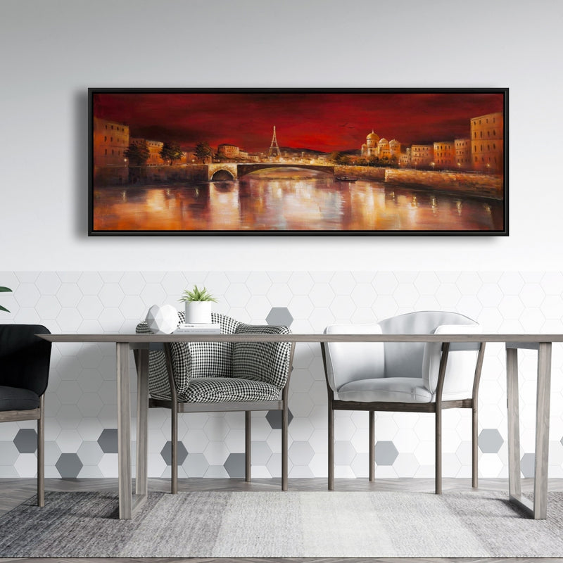 Paris By Red Dawn, Fine art gallery wrapped canvas 16x48