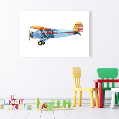 Small Blue Plane, Fine art gallery wrapped canvas 16x48