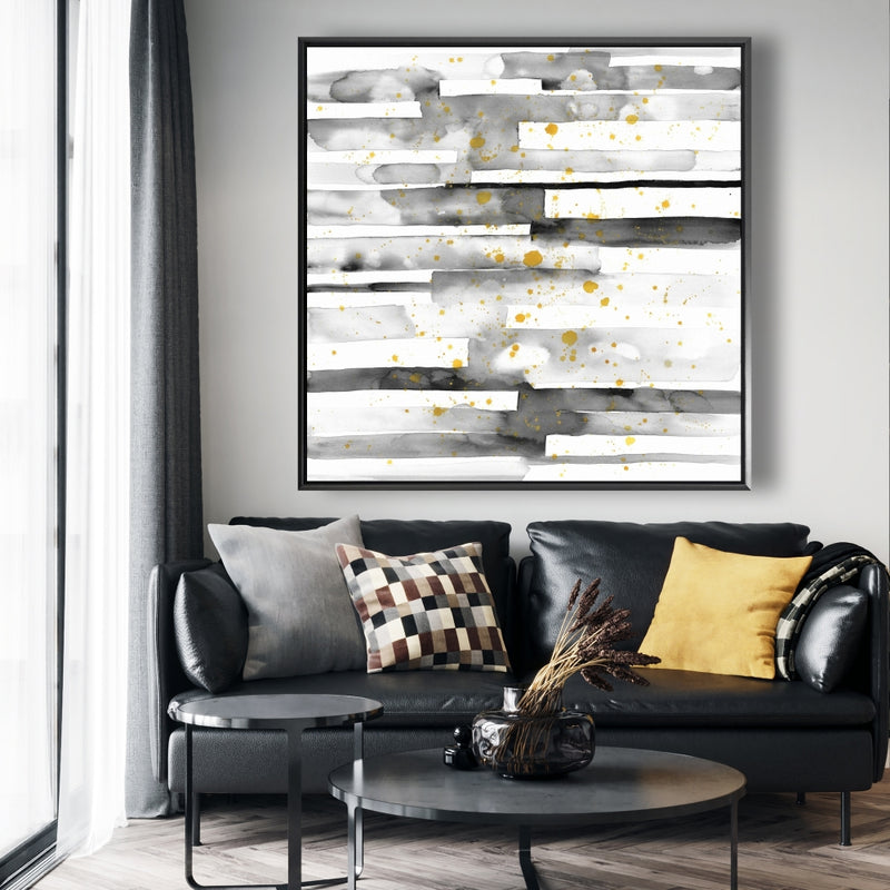 Black Stripes With Gold Splash, Fine art gallery wrapped canvas 24x36