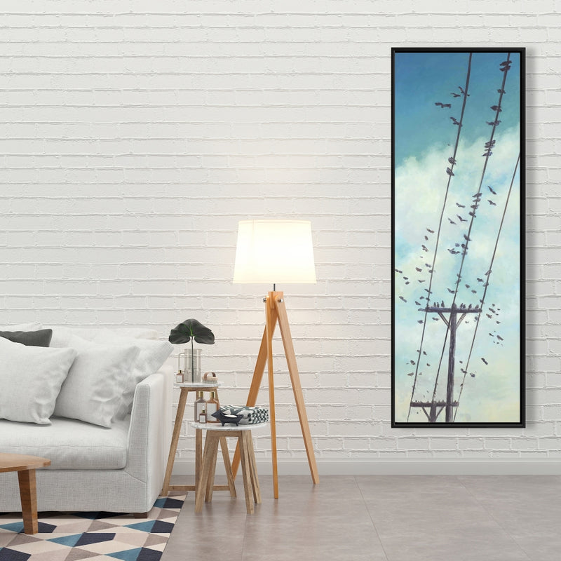 Birds On Electric Wire, Fine art gallery wrapped canvas 16x48