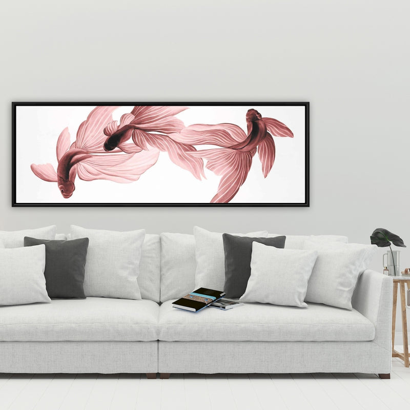 Red Betta Fish, Fine art gallery wrapped canvas 16x48