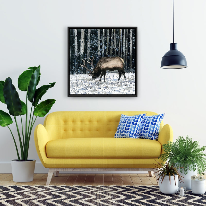 Caribou In The Winter Forest, Fine art gallery wrapped canvas 24x36