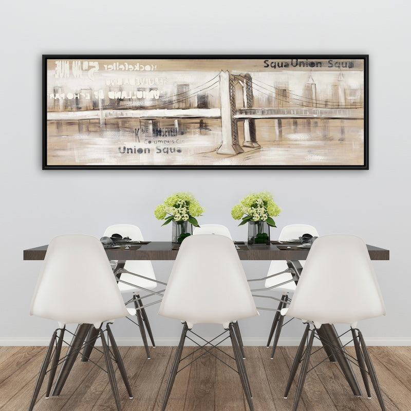 Abstract Bridge With Typography, Fine art gallery wrapped canvas 16x48