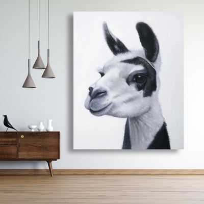 Black & White Lama, Fine art gallery wrapped canvas 16x48