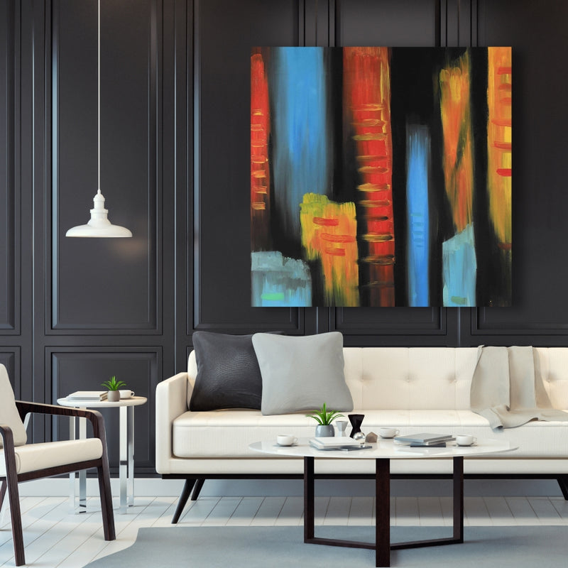 Abstract And Colorful Tall Buildings, Fine art gallery wrapped canvas 16x48