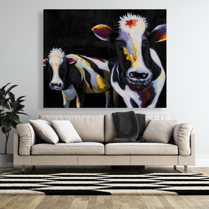 Two Funny Cows, Fine art gallery wrapped canvas 36x36
