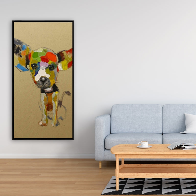 Abstract Colorful Chihuahua, Fine art gallery wrapped canvas 36x36