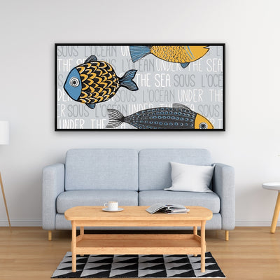 Illustration Of Nautical Fish, Fine art gallery wrapped canvas 36x36