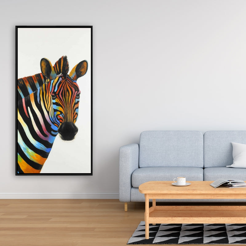 Colorful Profile View Of A Zebra, Fine art gallery wrapped canvas 16x48