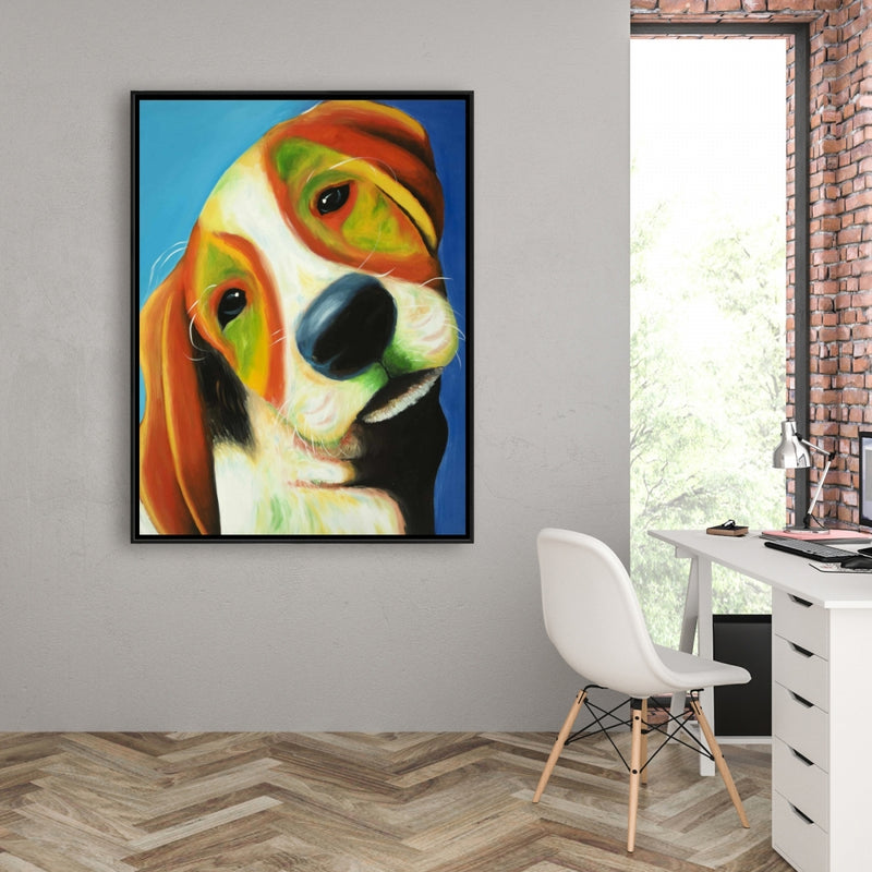 Colorful Beagle Dog, Fine art gallery wrapped canvas 36x36