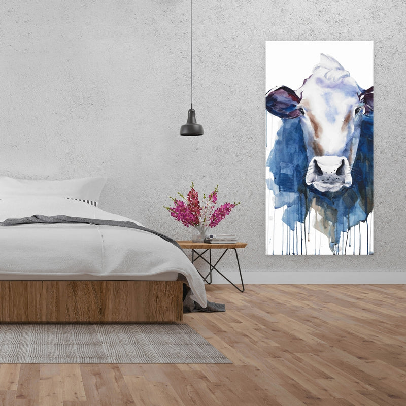 Watercolor Cow, Fine art gallery wrapped canvas 24x36