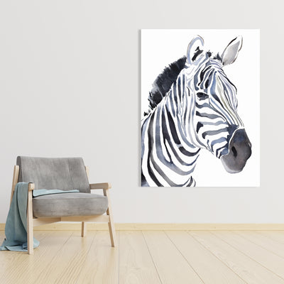 Watercolor Zebra, Fine art gallery wrapped canvas 24x36