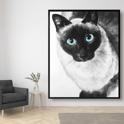 Blue Eyes Siamese Cat, Fine art gallery wrapped canvas 24x36