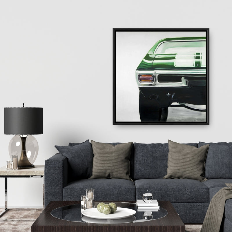 Classic Dark Green Car, Fine art gallery wrapped canvas 24x36