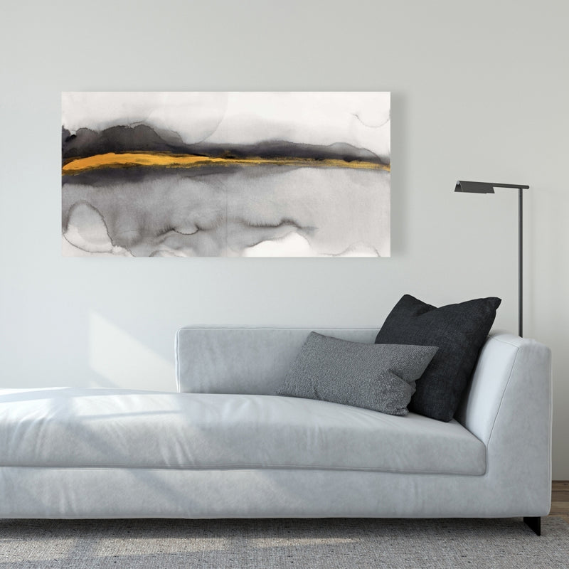 Gold Stripe Abstract, Fine art gallery wrapped canvas 16x48