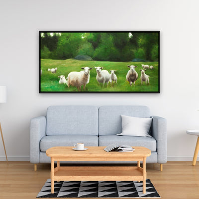 Fields Of Sheep, Fine art gallery wrapped canvas 16x48