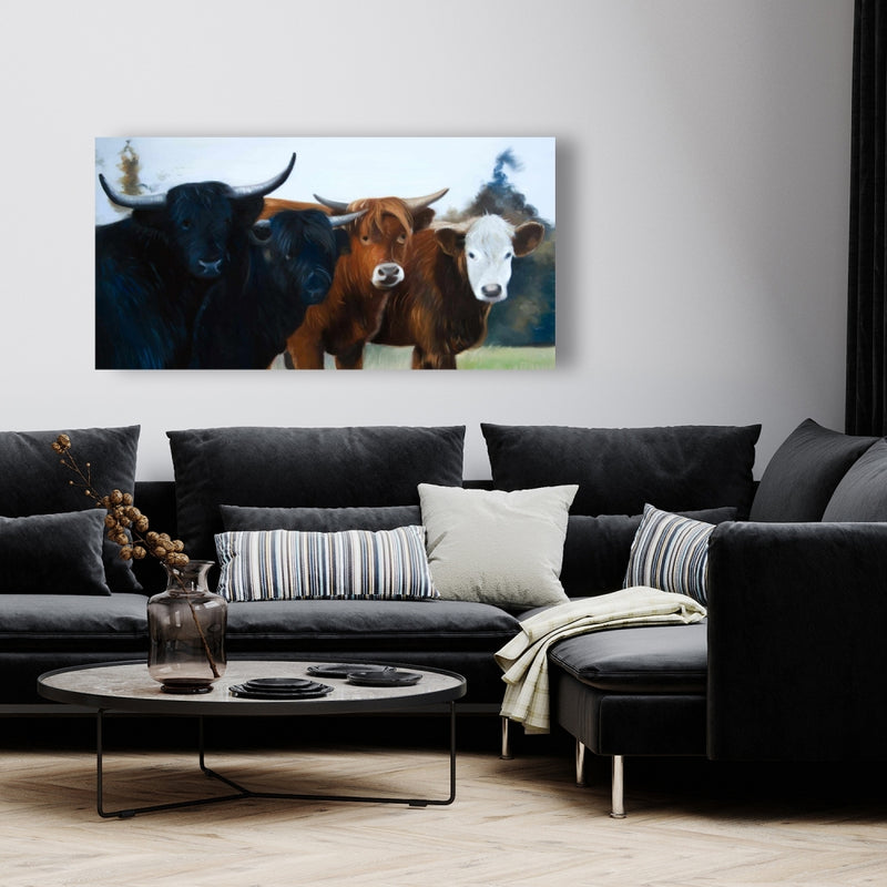 Four Highland Cows, Fine art gallery wrapped canvas 24x36