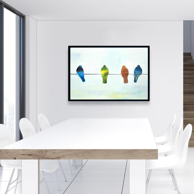 Perched Abstract Birds, Fine art gallery wrapped canvas 16x48