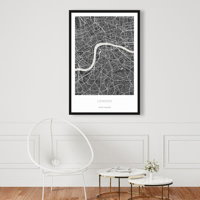 Graphic Map Of London, Fine art gallery wrapped canvas 24x36