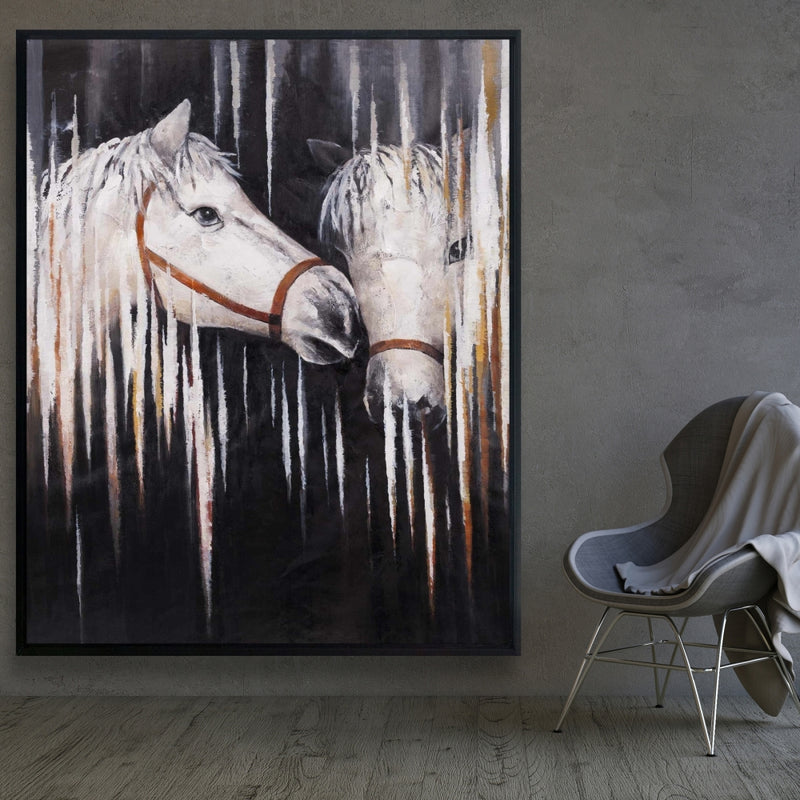 Two White Horses Kissing, Fine art gallery wrapped canvas 24x36