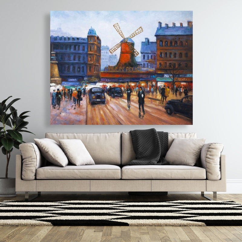 Street Scene To Moulin Rouge, Fine art gallery wrapped canvas 24x36