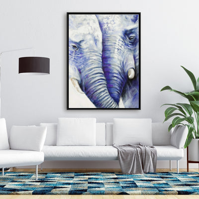 Elephant Couple Loving Each Other, Fine art gallery wrapped canvas 16x48