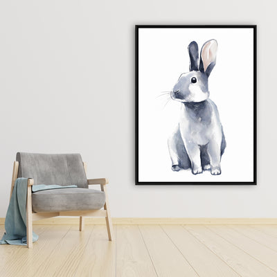 Gray Curious Rabbit, Fine art gallery wrapped canvas 24x36