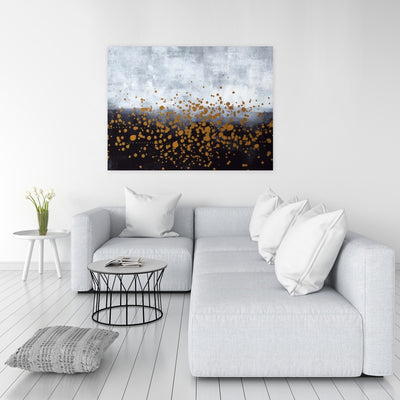 Gold Paint Splash On Gray Background, Fine art gallery wrapped canvas 16x48