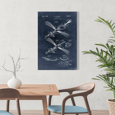 Blueprint Of A Fish Lure, Fine art gallery wrapped canvas 24x36