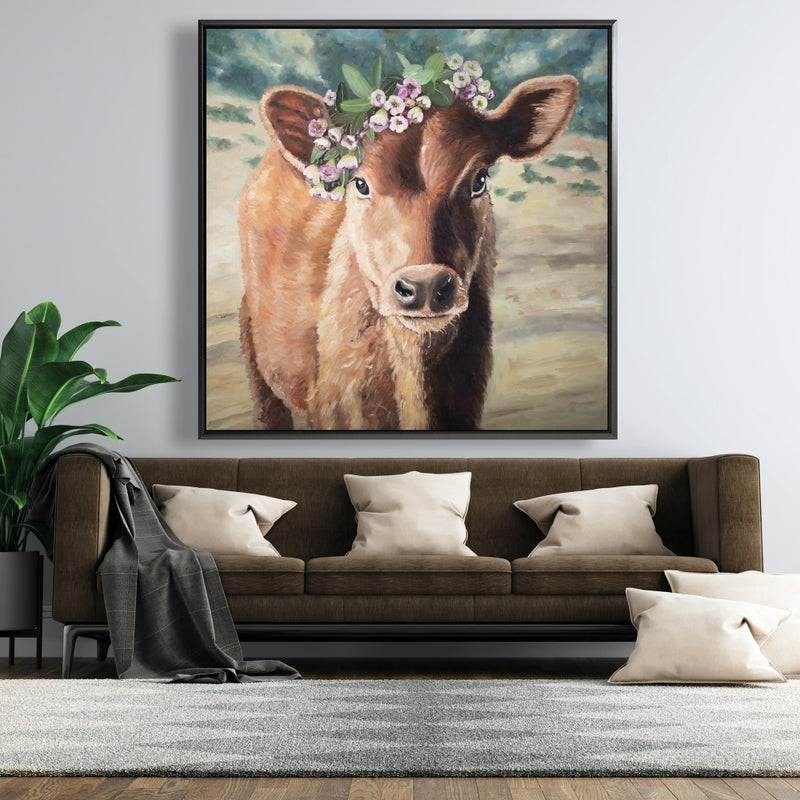 Cute Jersey Cow, Fine art gallery wrapped canvas 24x36