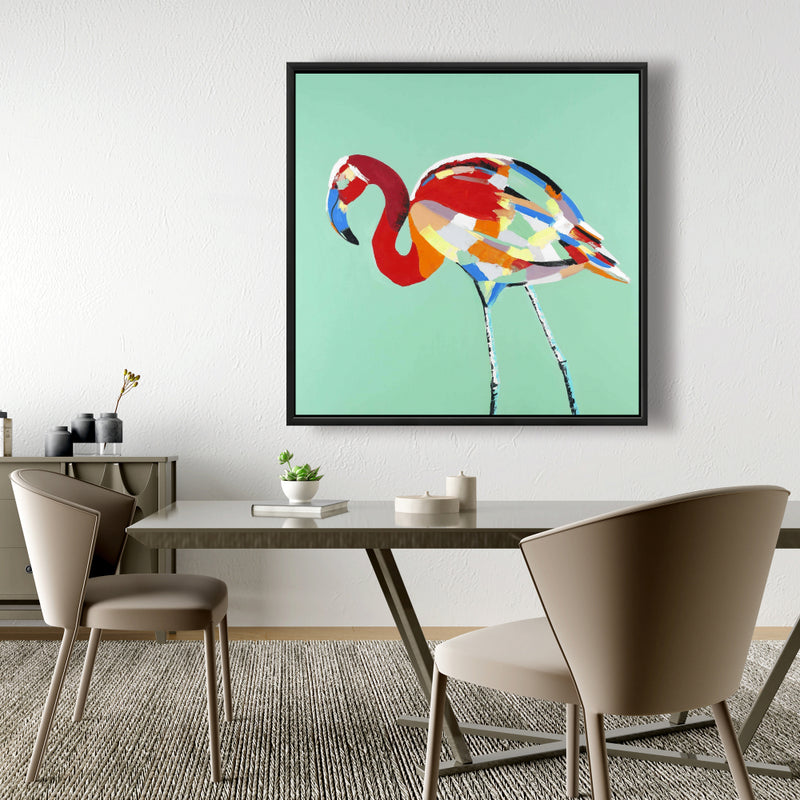 Multicolored Flamingo, Fine art gallery wrapped canvas 36x36