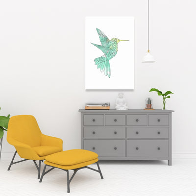 Geometric Hummingbird, Fine art gallery wrapped canvas 24x36