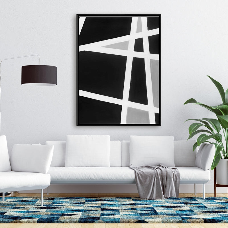 Black And White Abstract Lines, Fine art gallery wrapped canvas 24x36