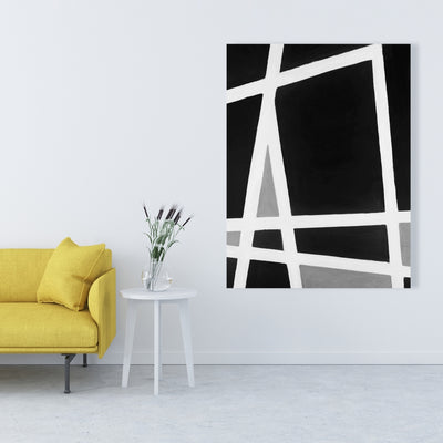 Black And White Abstract Shapes, Fine art gallery wrapped canvas 24x36